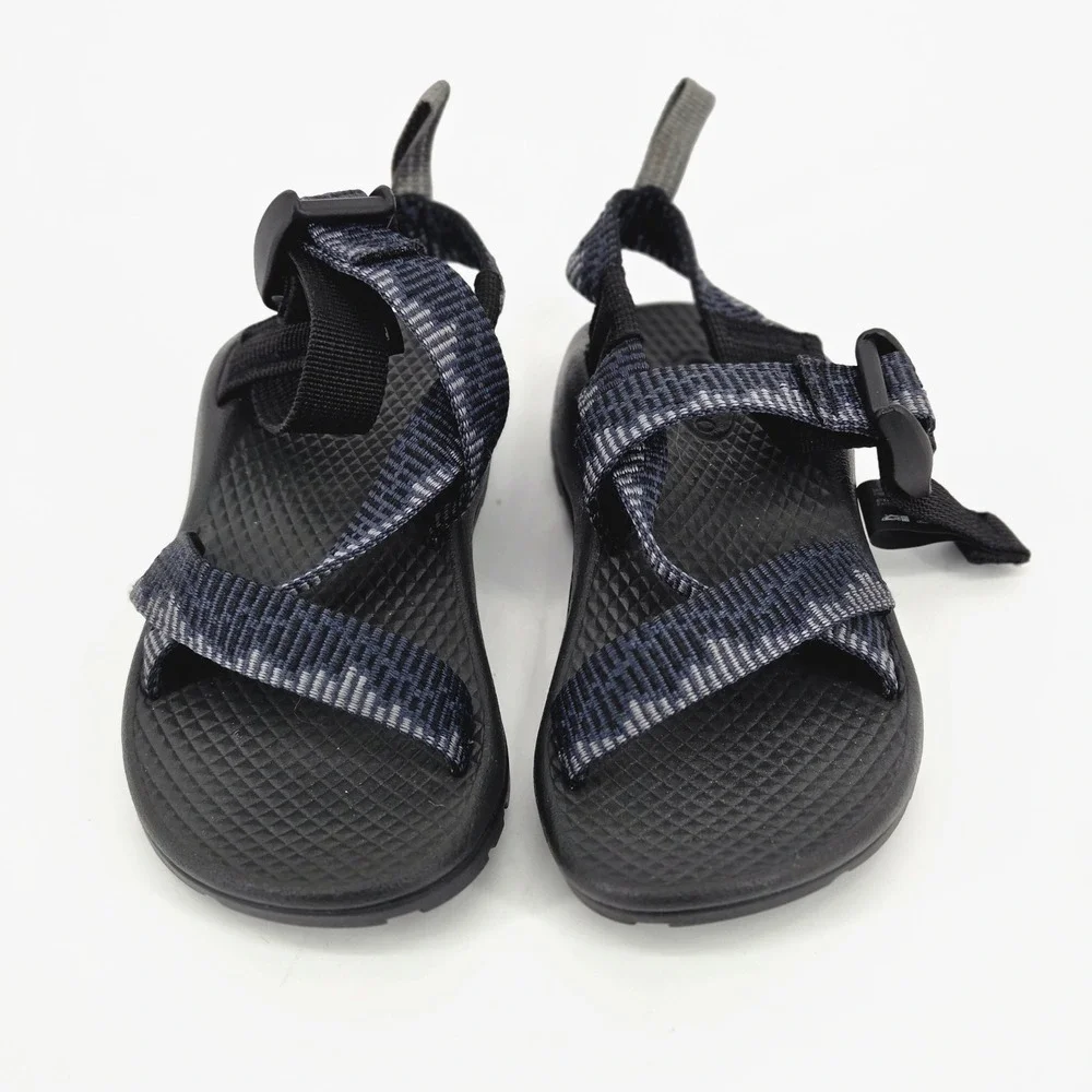 Chaco Z1 Ecotread Kids Youth Sandal Navy Gray Geometric Strap Water Shoe Size 10